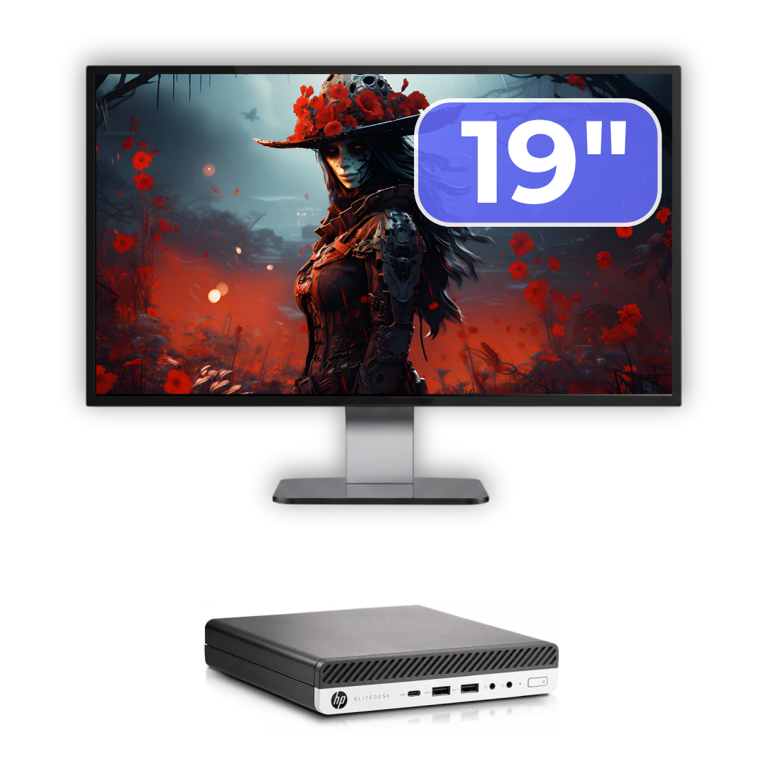 Pachet Calculator Second Hand HP EliteDesk 800 G3 Mini PC, Intel Core i5-6500T 2.50GHz, 16GB DDR4, 256GB SSD + Monitor 19