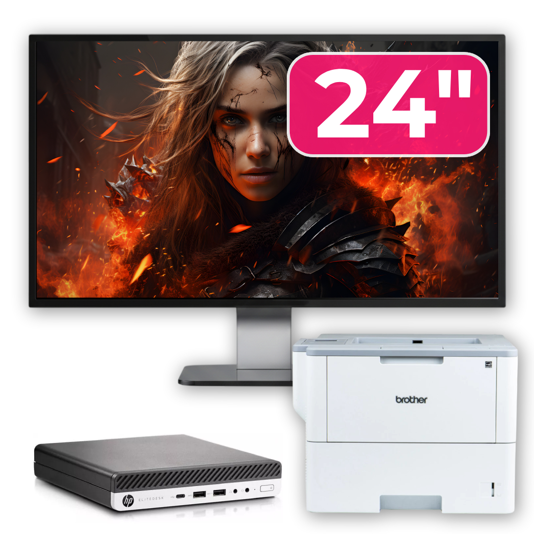 Pachet Calculator Second Hand HP EliteDesk 800 G3 Mini PC, Intel Core i5-6500T 2.50GHz, 16GB DDR4, 256GB SSD + Monitor 24