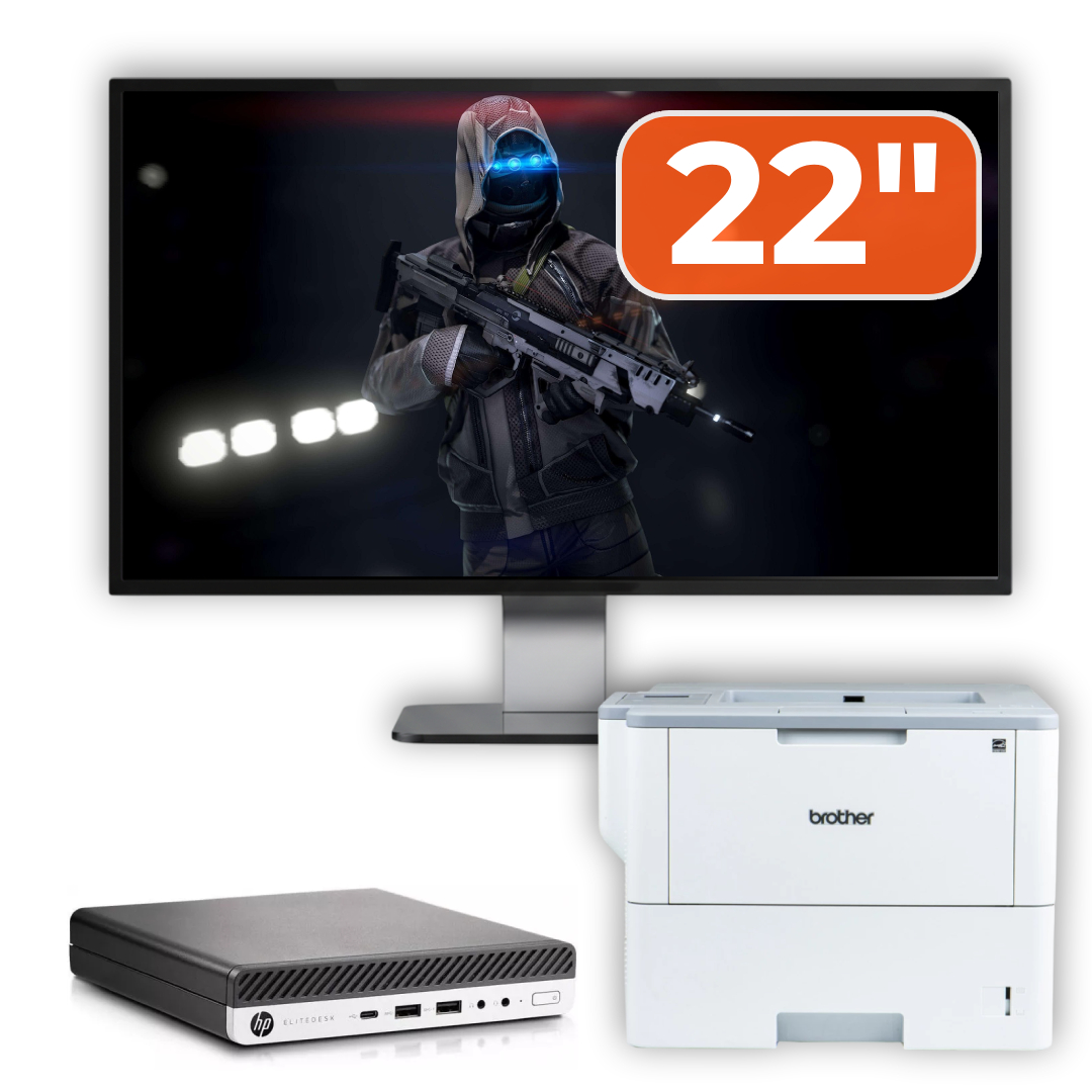 Pachet Calculator Second Hand HP EliteDesk 800 G3 Mini PC, Intel Core i5-6500T 2.50GHz, 16GB DDR4, 512GB SSD + Monitor 22