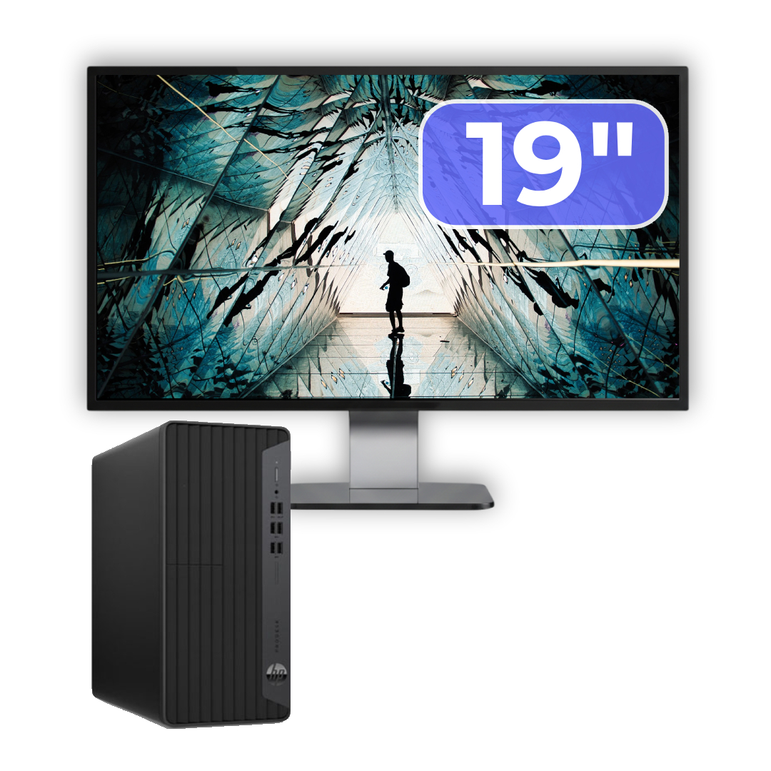 Pachet Calculator Second Hand HP EliteDesk 800 G6 Tower, Intel Core i5-10400F 2.90 - 4.30GHz, 16GB DDR4, Placa Video AMD Radeon R7 430 2GB, 256GB SSD + Monitor 19