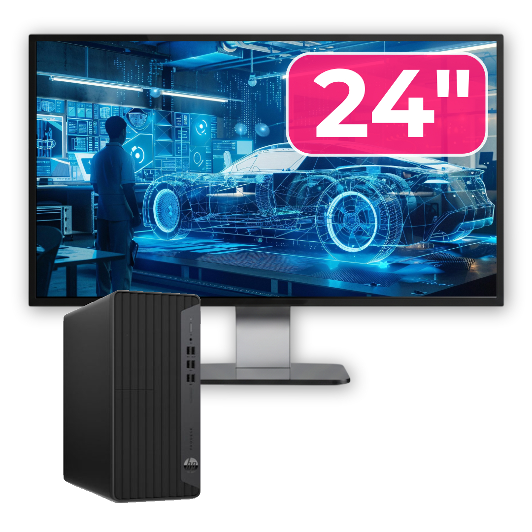 Pachet Calculator Second Hand HP EliteDesk 800 G6 Tower, Intel Core i5-10400F 2.90 - 4.30GHz, 16GB DDR4, Placa Video AMD Radeon R7 430 2GB, 256GB SSD + Monitor 24