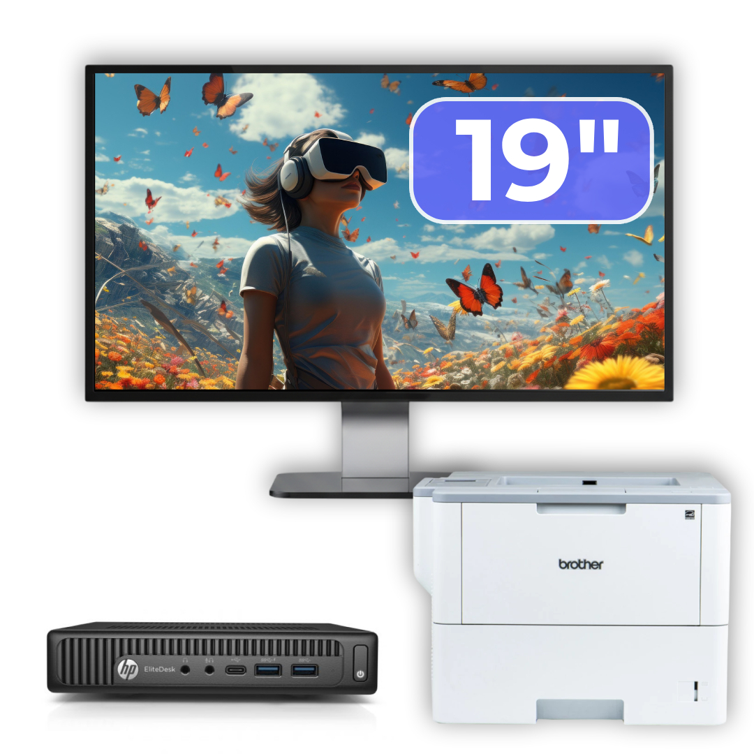 Pachet Calculator Second Hand HP Elitedesk 800 G2 Mini PC, Intel Core i7-6700T 2.80GHz, 16GB DDR4, 512GB SSD + Monitor 19