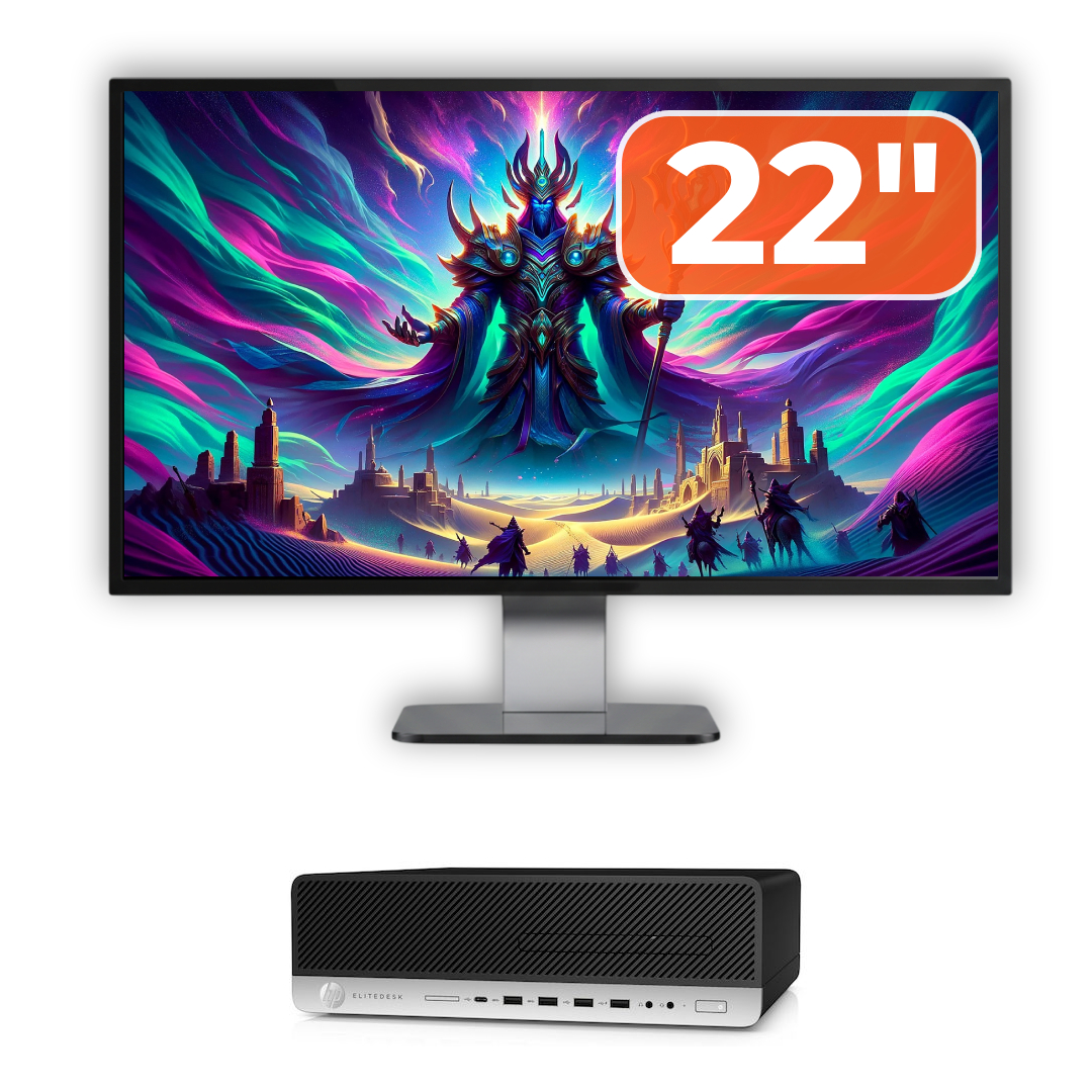 Pachet Calculator Second Hand HP ProDesk 800 G3 SFF, Intel Core i5-7500 3.40 - 3.80GHz, 16GB DDR4, 500GB SSD + 1TB HDD, DVD-ROM + Monitor 22