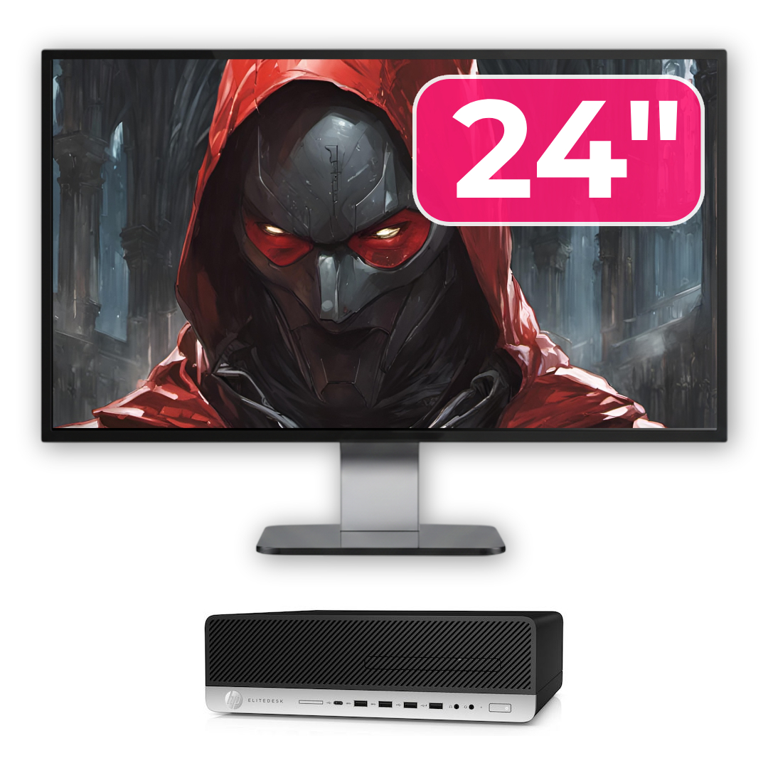 Pachet Calculator Second Hand HP ProDesk 800 G3 SFF, Intel Core i5-7500 3.40 - 3.80GHz, 16GB DDR4, 500GB SSD + 1TB HDD, DVD-ROM + Monitor 24