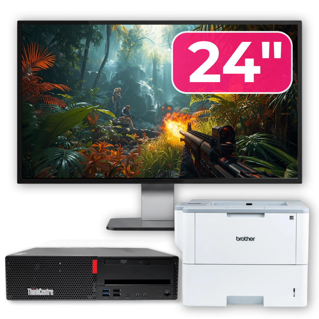 Pachet Calculator Second Hand LENOVO ThinkCentre M910s SFF, Intel Core i5-6500T 3.20GHz, 16GB DDR4, 256GB SSD + Monitor 24