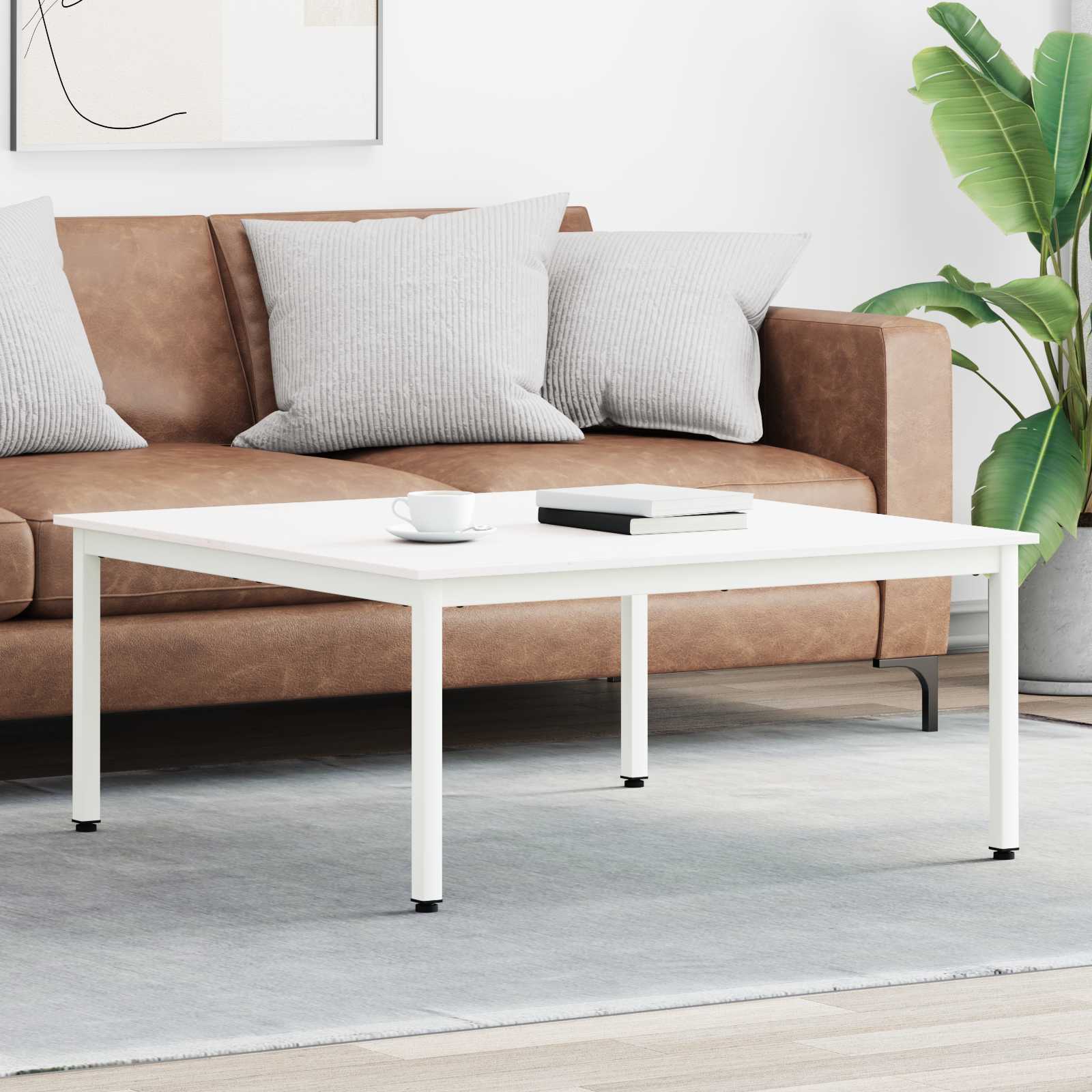 Masă de cafea Alb 100 x 100 x 45 cm Lemn de pin masiv GartenMobel Dekor