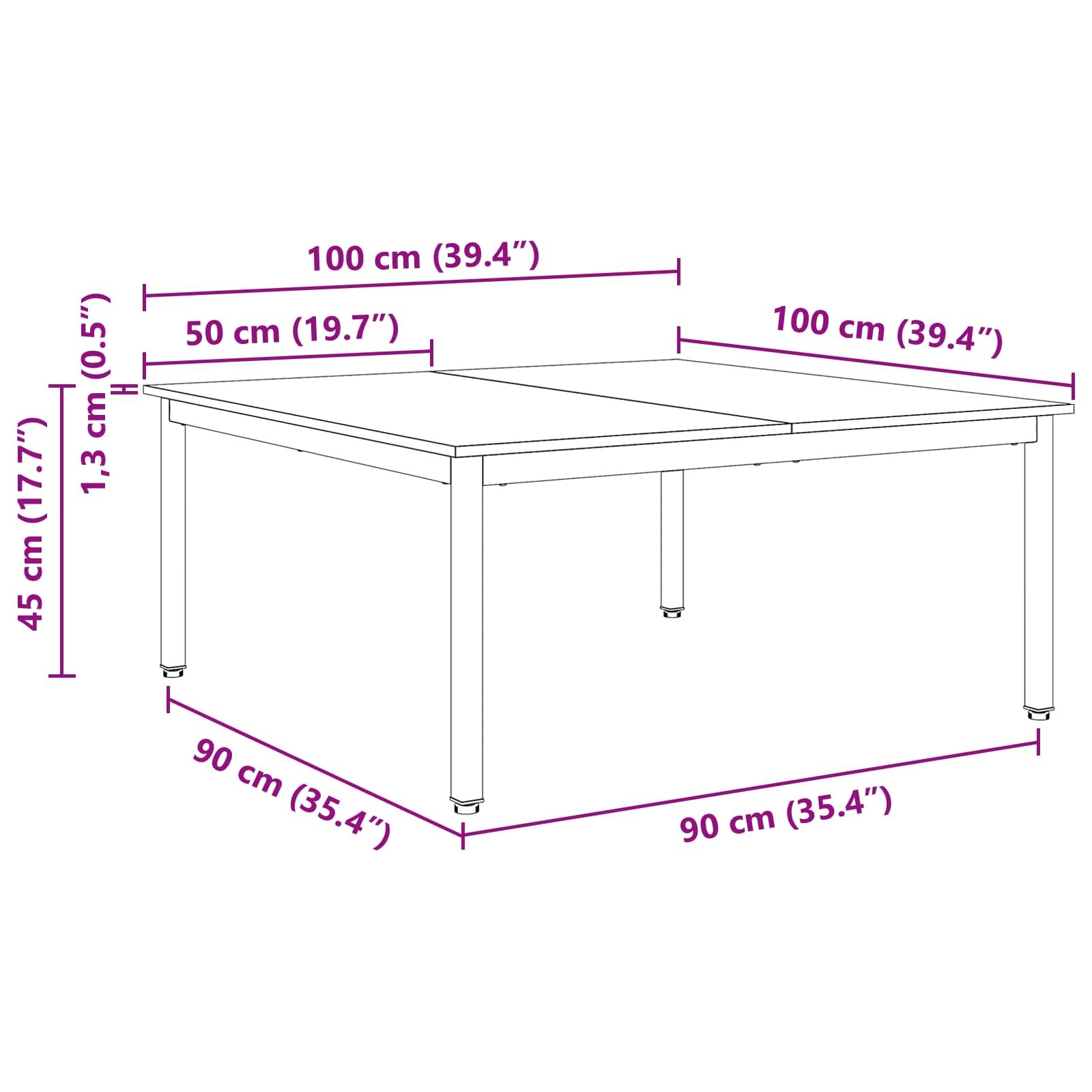 Masă de cafea Alb 100 x 100 x 45 cm Lemn de pin masiv GartenMobel Dekor