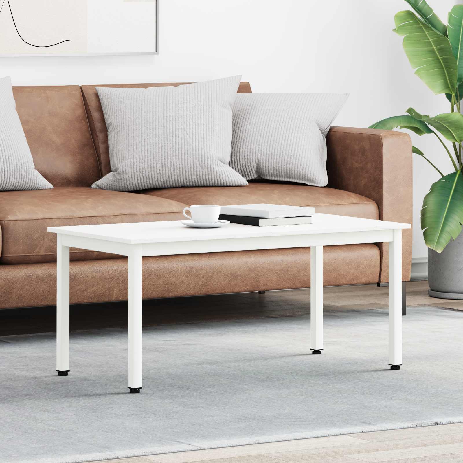 Masă de cafea Alb 100 x 50 x 45 cm Lemn de pin masiv GartenMobel Dekor