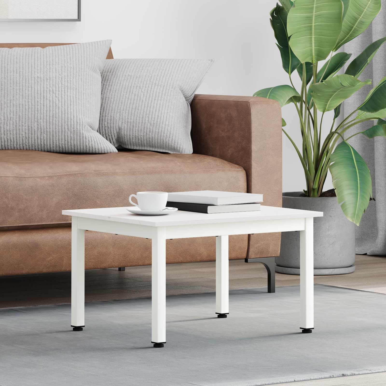 Masă de cafea Alb 60 x 50 x 36 cm Lemn de pin masiv GartenMobel Dekor