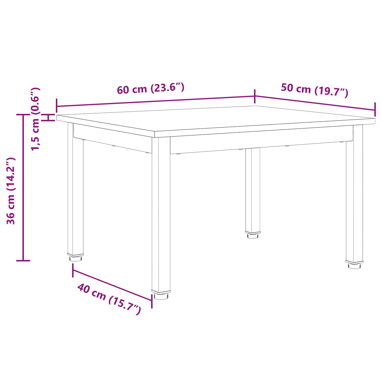 Masă de cafea Alb 60 x 50 x 36 cm Lemn de pin masiv GartenMobel Dekor