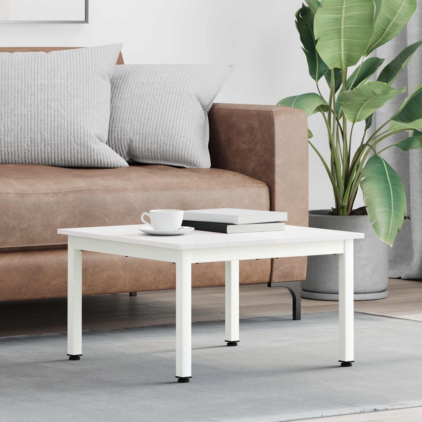 Masă de cafea Alb 60 x 60 x 36 cm Lemn de pin masiv GartenMobel Dekor