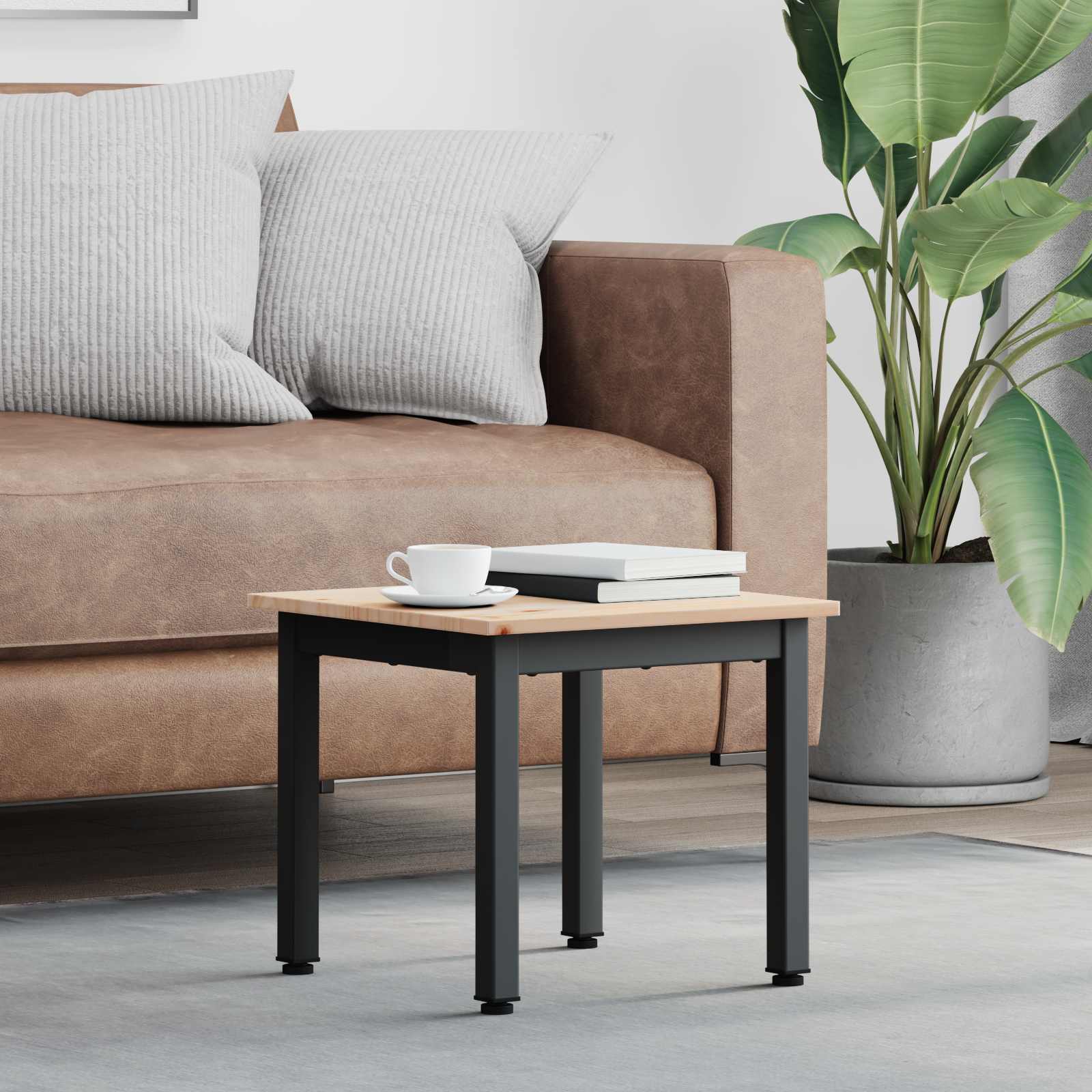 Masă de cafea natural 40 x 40 x 36 cm Lemn de pin masiv GartenMobel Dekor