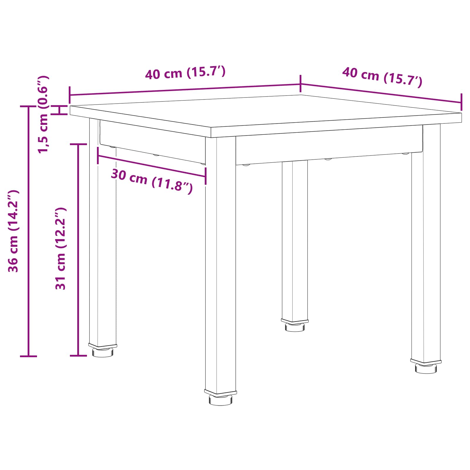 Masă de cafea natural 40 x 40 x 36 cm Lemn de pin masiv GartenMobel Dekor