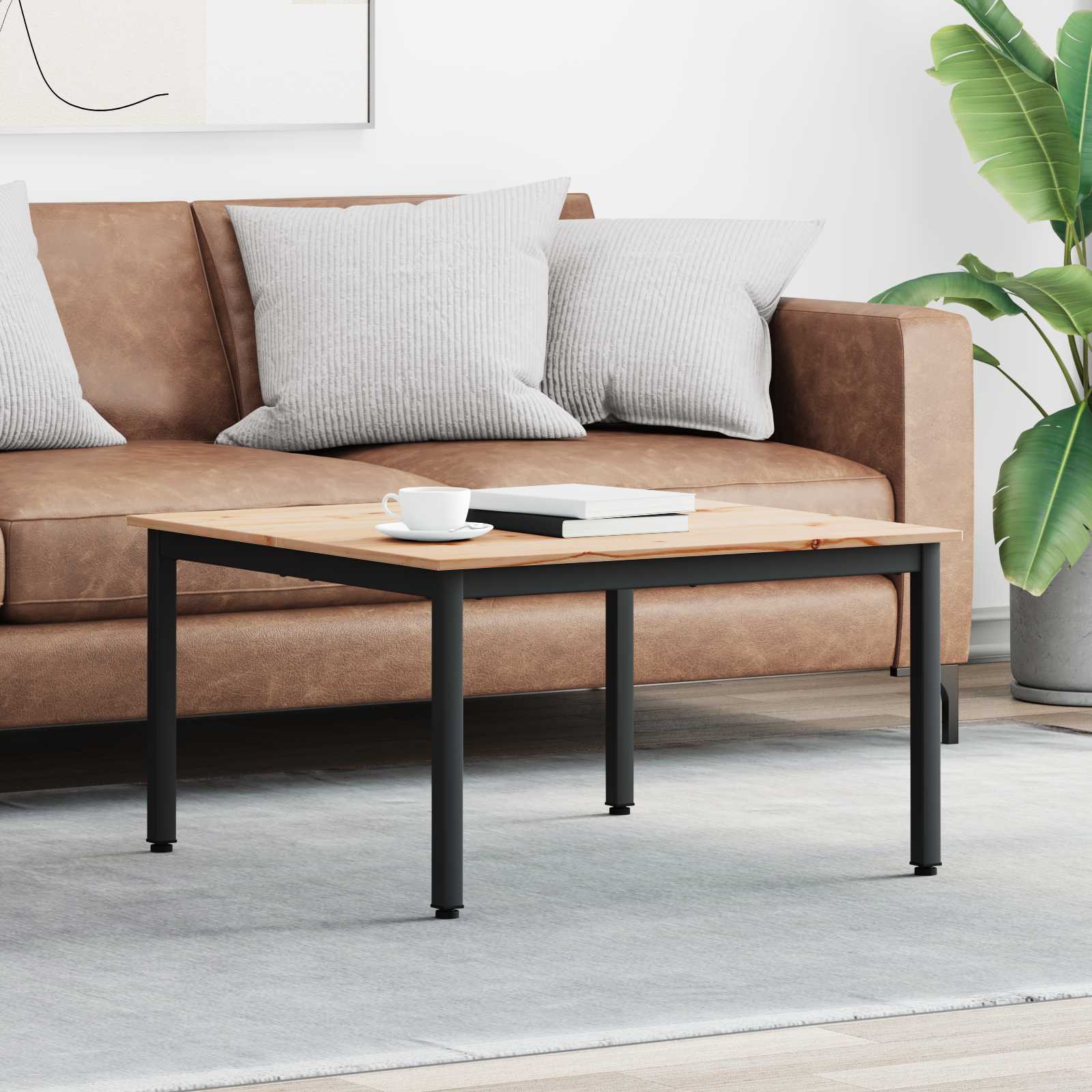 Masă de cafea natural 80 x 80 x 45 cm Lemn de pin masiv GartenMobel Dekor