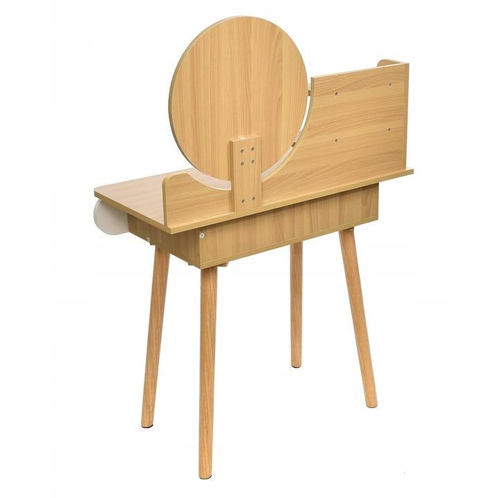 Masa de toaleta si machiaj Ravena, alb fag, cu 2 sertare, oglinda, 80x40x122 cm Household NewTrend