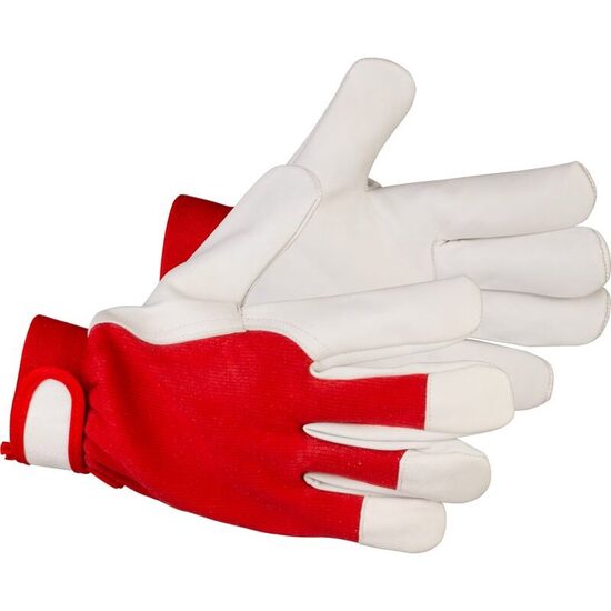 Manusi piele de capra, bumbac, imblanite, rosu si alb, marimea 08/M, Strend Pro Marvic GartenVIP DiyLine