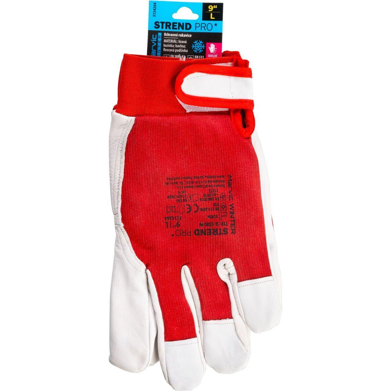 Manusi piele de capra, bumbac, imblanite, rosu si alb, marimea 08/M, Strend Pro Marvic GartenVIP DiyLine