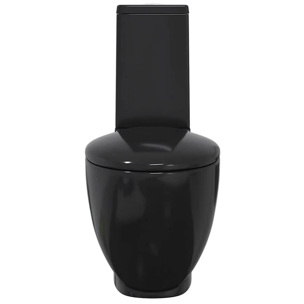 Vas WC toaletă de baie, negru, ceramică, rotund, flux inferior GartenMobel Dekor