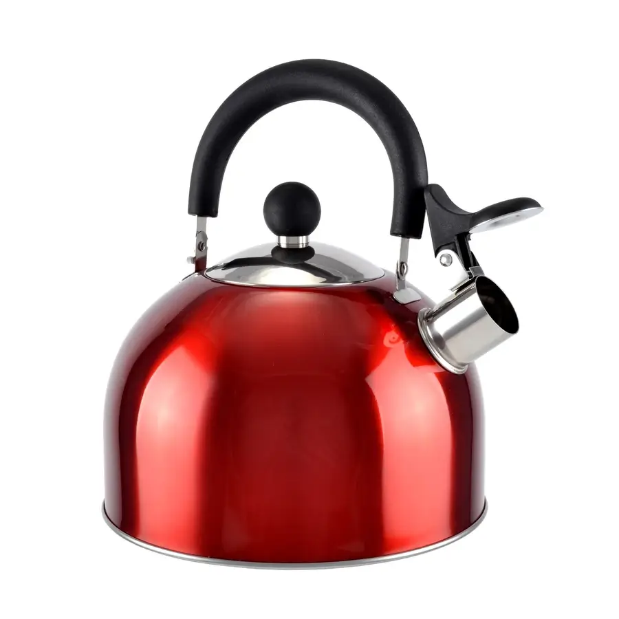 Ceainic metalic – roșu, 2,5 L, cu fluier Handy KitchenServ