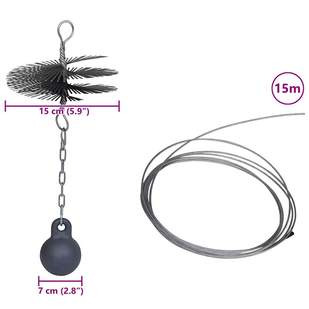 Perie Rotundă pentru Curățat Coșul de Fum Diametru 15 cm GartenMobel Dekor