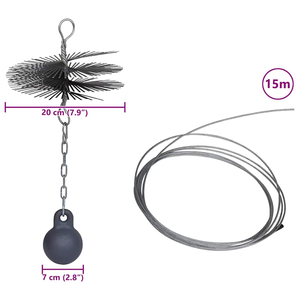 Perie Rotundă pentru Curățat Coșul de Fum Diametru 20 cm GartenMobel Dekor