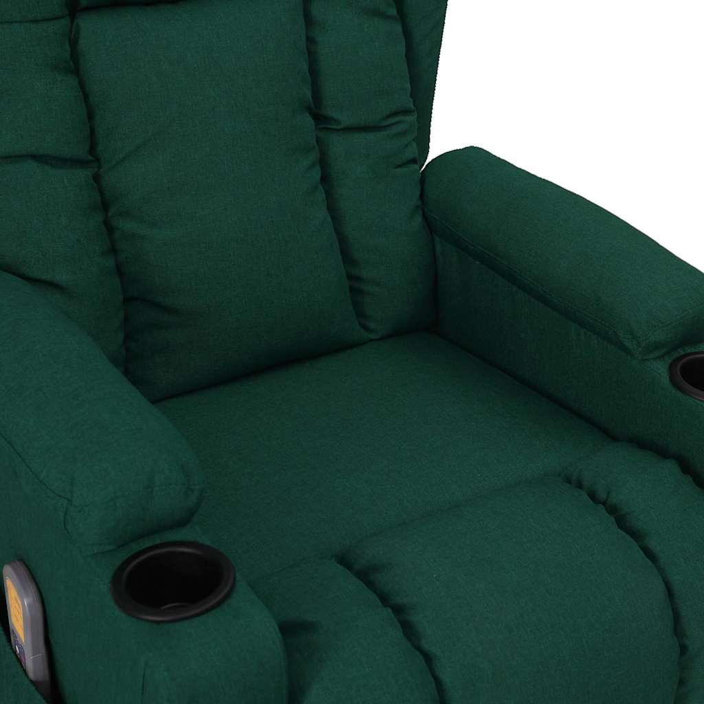 Fotoliu de masaj electric, verde închis, material textil GartenMobel Dekor