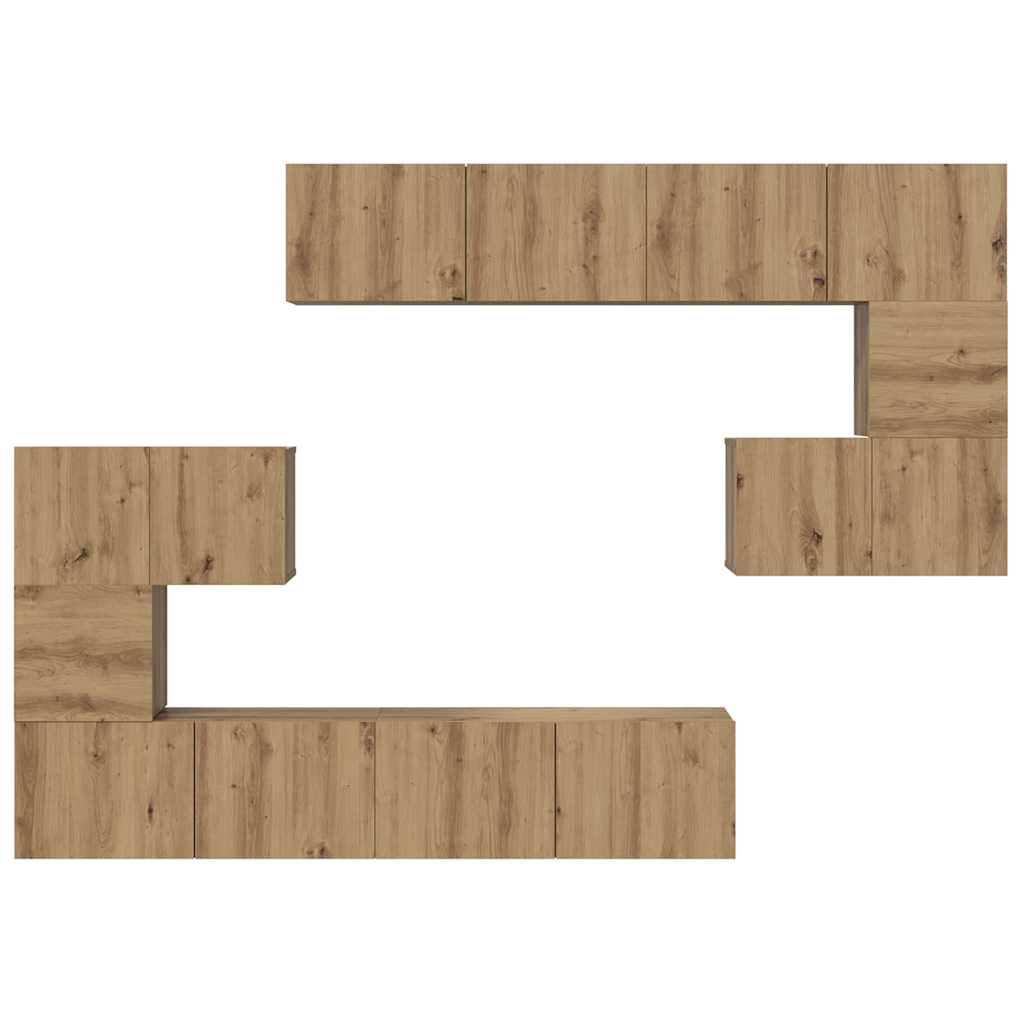 Set comodă TV Pe perete 8 pcs Stejar Artizanal Lemn compozit GartenMobel Dekor