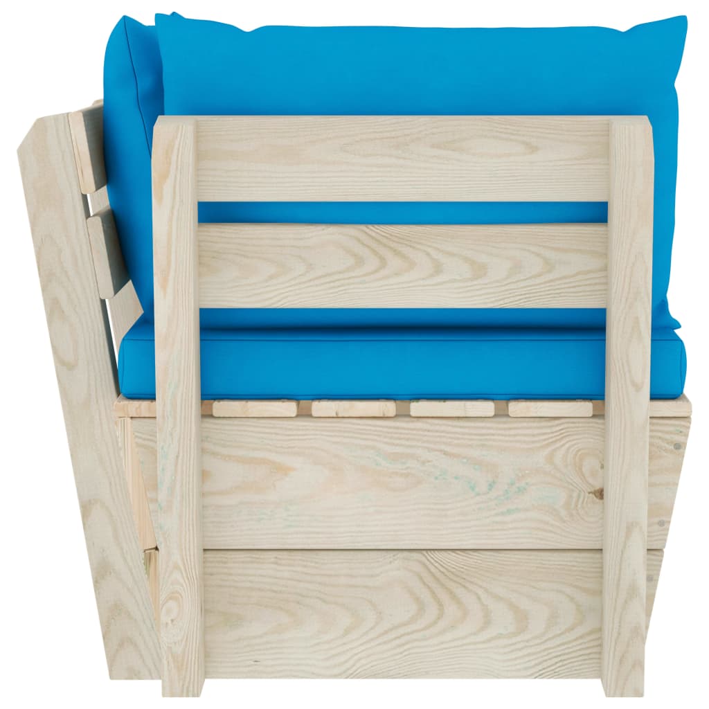 Canapea colțar de grădină din paleți cu perne lemn molid tratat GartenMobel Dekor