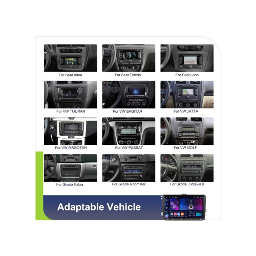 Navigatie Android 9 inch 4GB+64GB CarPlay Android Auto GPS WIFI FM RDS compatibila Volkswagen Cod: A3821 Automotive TrustedCars