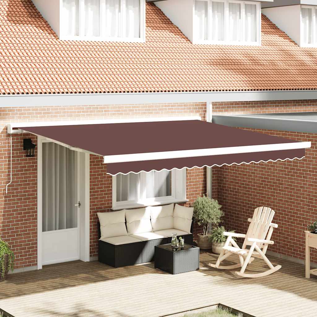 Copertină retractabilă manual, maro, 400x300 cm GartenMobel Dekor