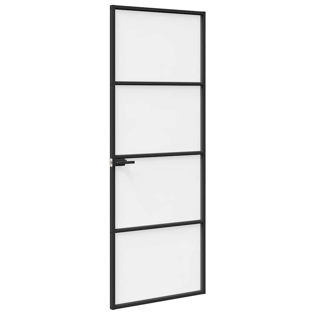 Ușă Interioară Neagră 76x201,5 cm din Sticlă Termoizolantă și Aluminiu Subțire GartenMobel Dekor