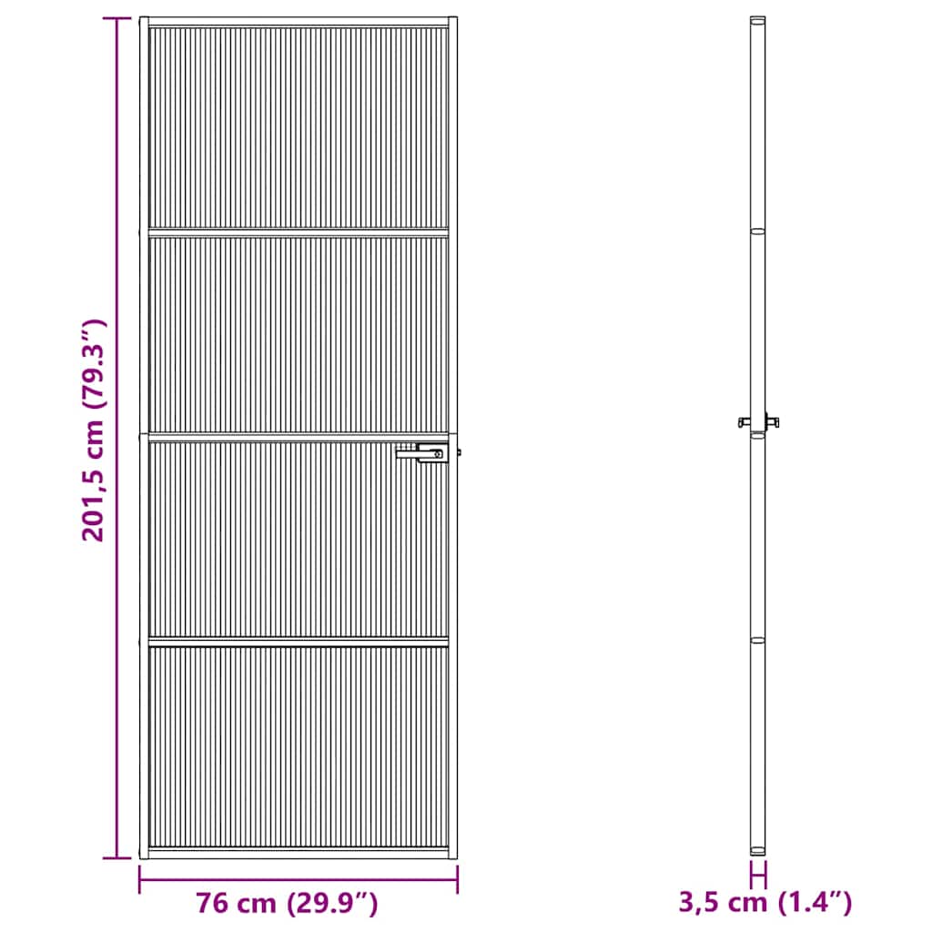 Ușă Interioară Neagră 76x201,5 cm din Sticlă Termoizolantă și Aluminiu Subțire GartenMobel Dekor