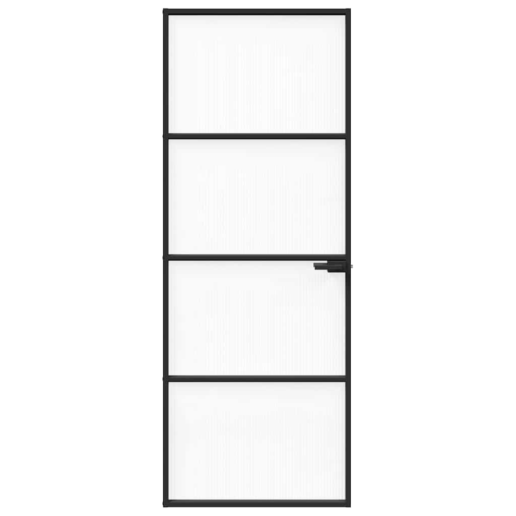 Ușă Interioară Neagră 76x201,5 cm din Sticlă Termoizolantă și Aluminiu Subțire GartenMobel Dekor