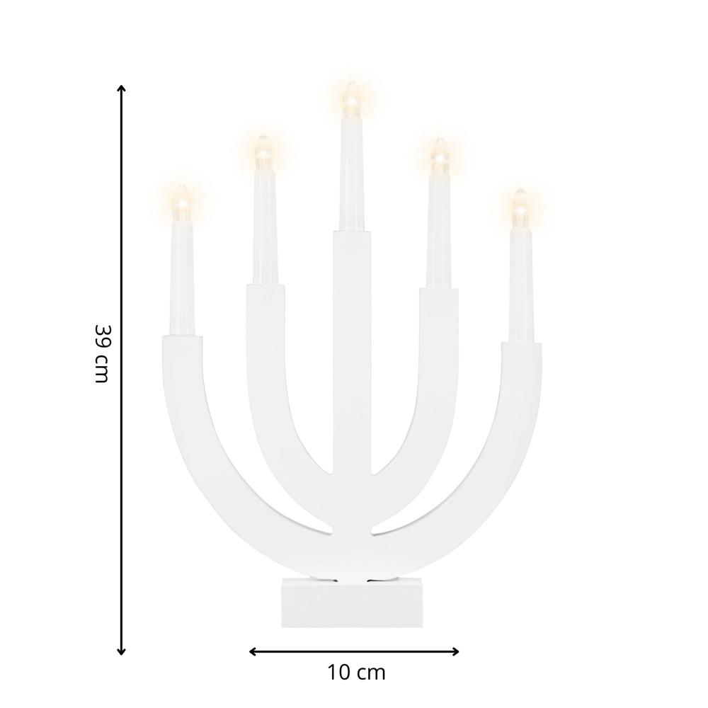 Decoratiune luminoasa tip sfesnic, din lemn, 39 cm, lumina calda, alimentare cu baterii, alb Household NewTrend