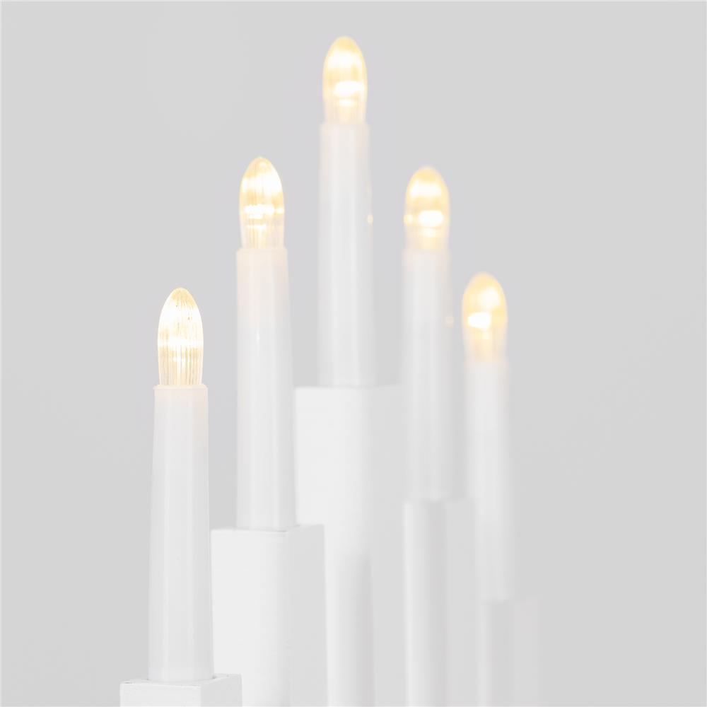 Decoratiune luminoasa tip sfesnic, din lemn, 39 cm, lumina calda, alimentare cu baterii, alb Household NewTrend