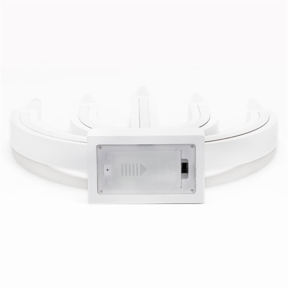 Decoratiune luminoasa tip sfesnic, din lemn, 39 cm, lumina calda, alimentare cu baterii, alb Household NewTrend