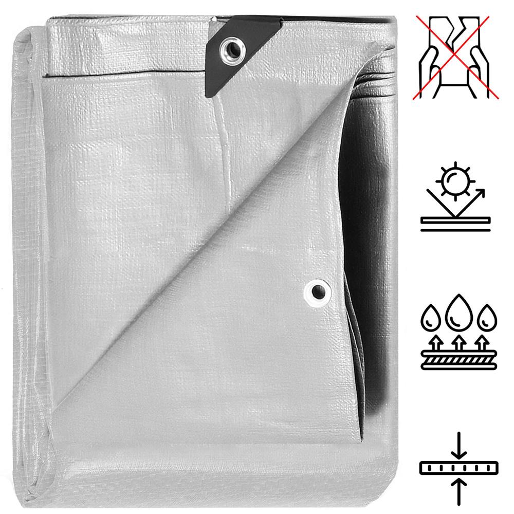 Prelata din polietilena impermeabila laminata, 160g/m2, 6x8 m, gri Household NewTrend