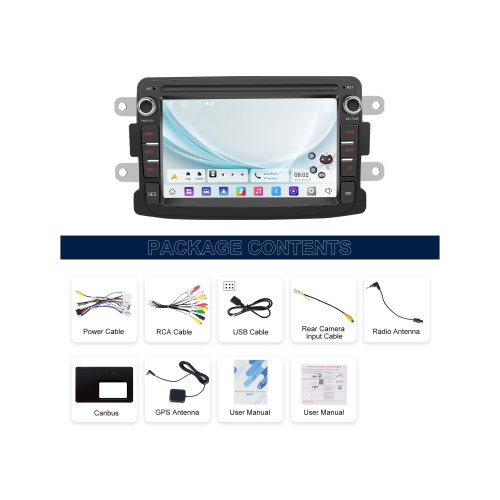 Navigatie Android ecran 7 inch 2GB+64GB CarPlay Android Auto GPS WIFI FM RDS compatibila Dacia Cod: A4254 Automotive TrustedCars