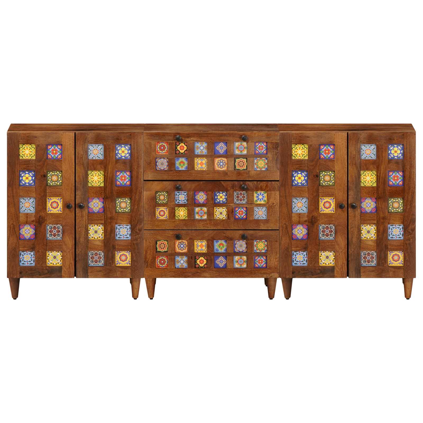 Bufet 3 pcs castan Lemn de mango solid GartenMobel Dekor