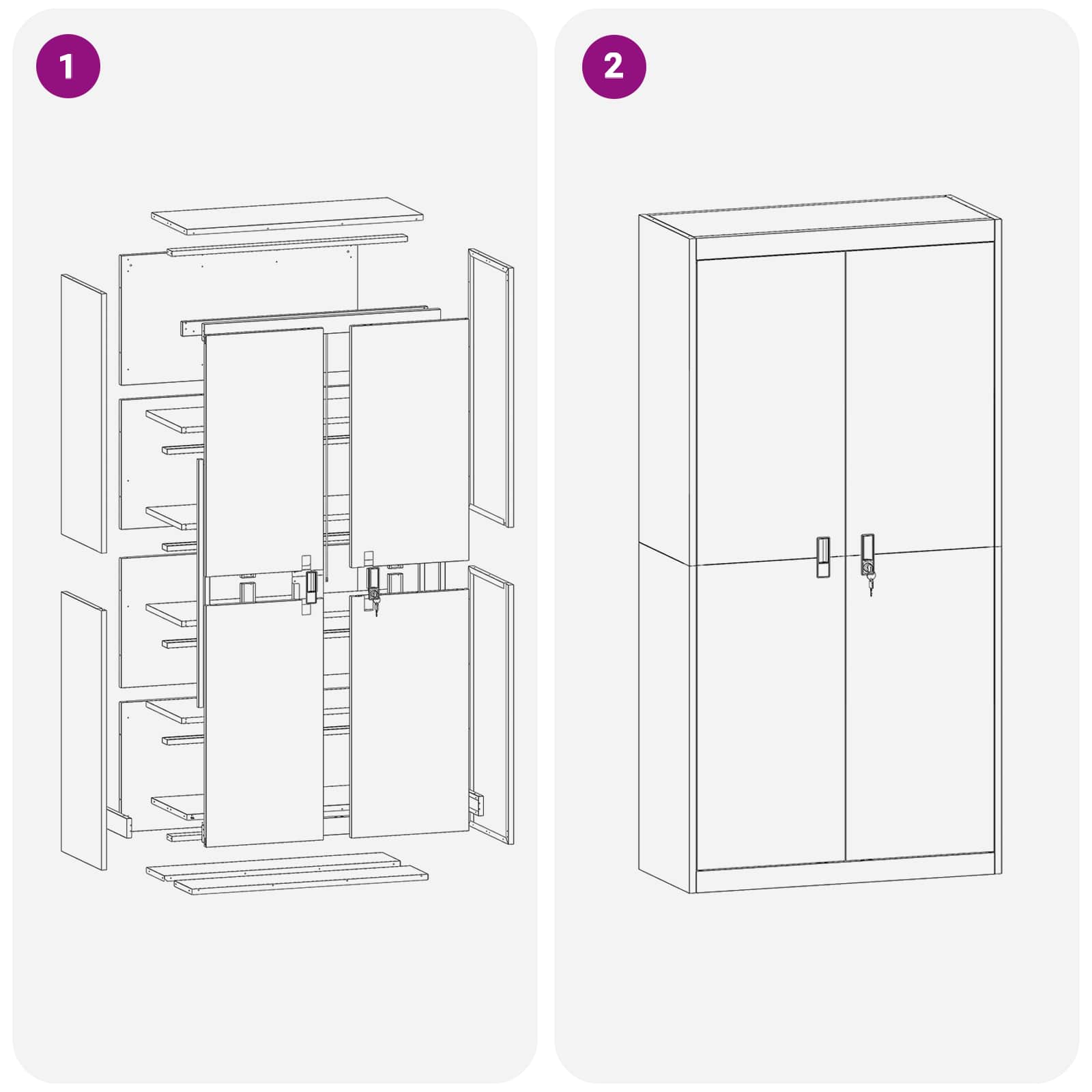 Dulap de depozitare 2 pcs Galben muștar 90 x 40 x 180 cm GartenMobel Dekor