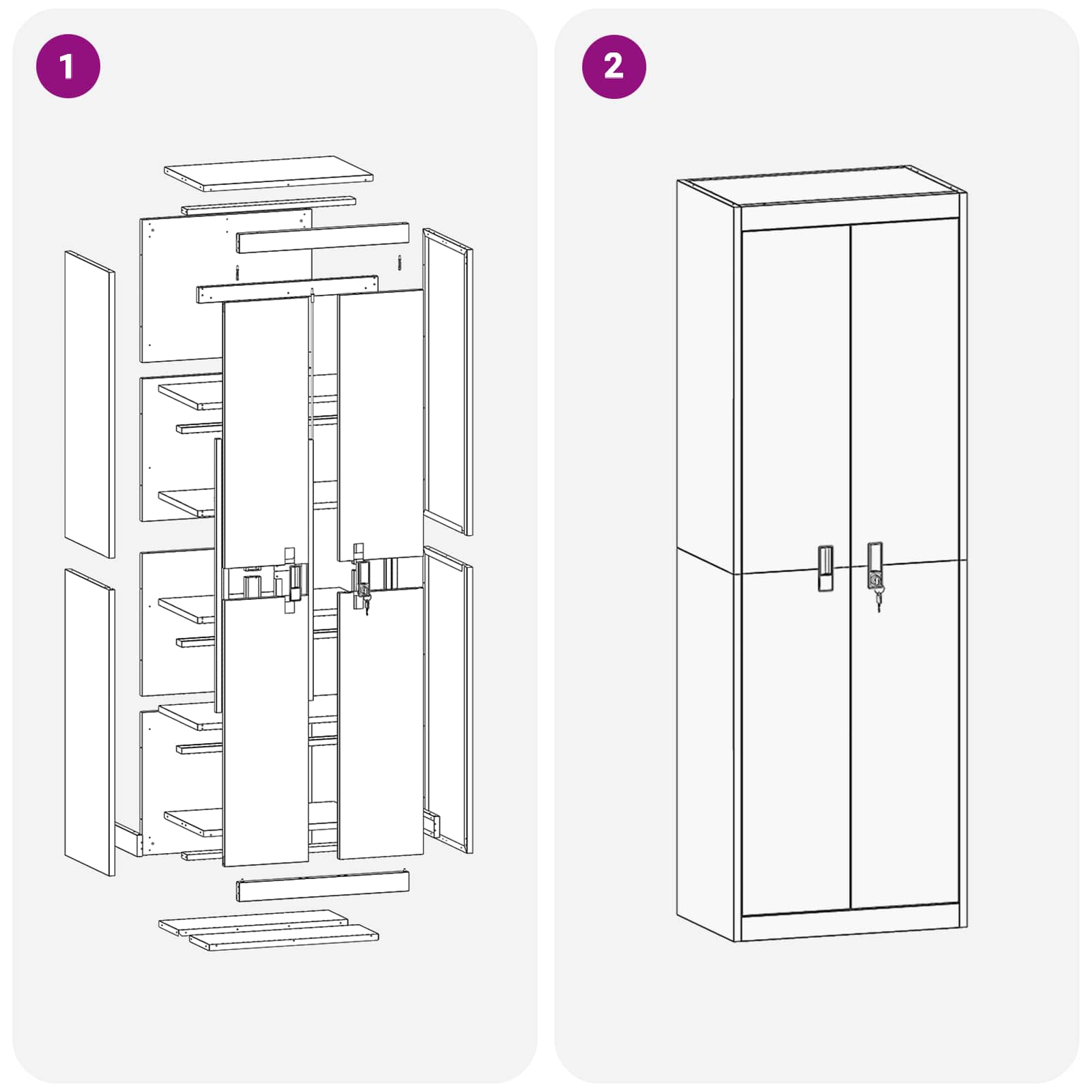 Dulap de depozitare cu depozitare 2 pcs Alb 60 x 40 x 180 cm GartenMobel Dekor