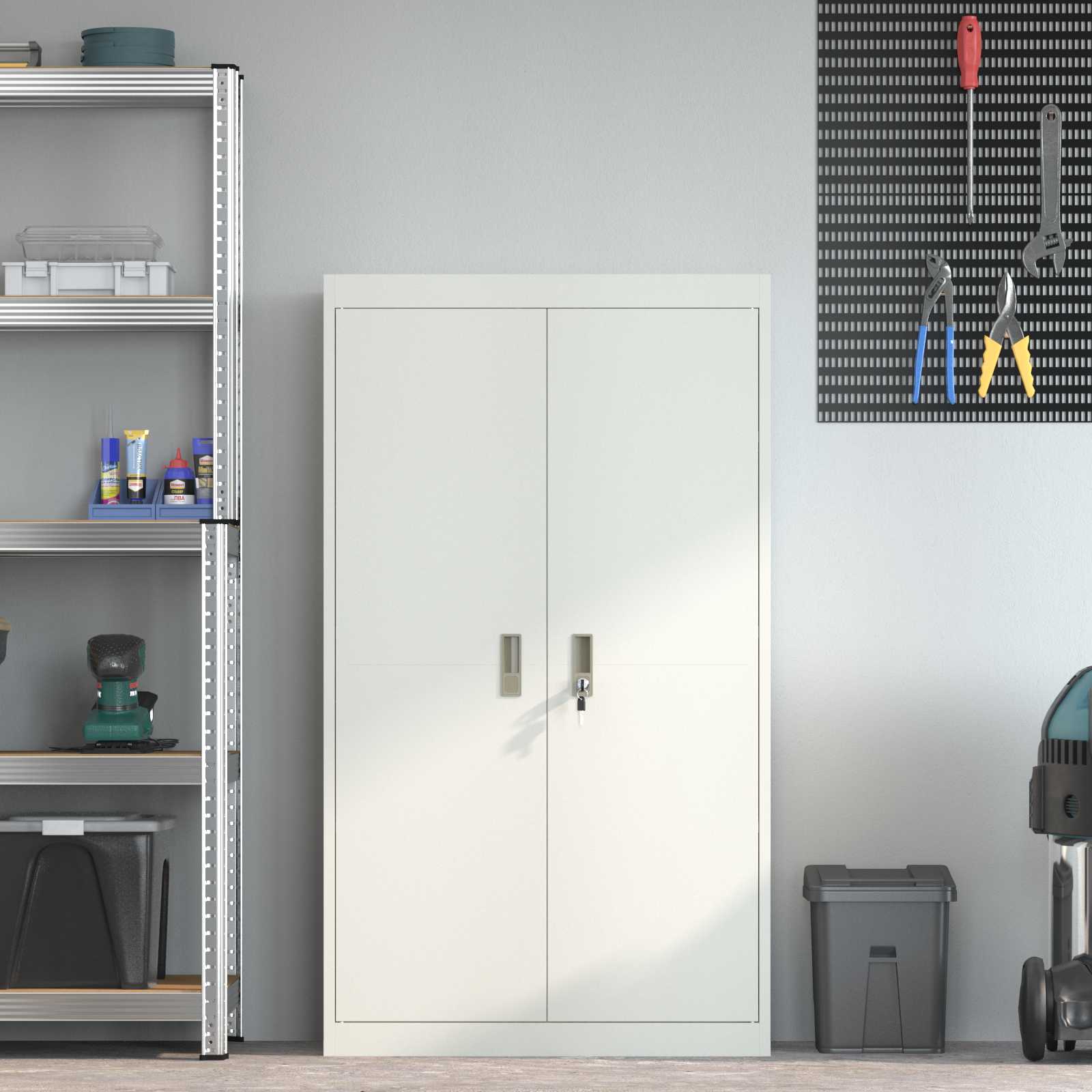 Dulap de depozitare cu depozitare 2 pcs Alb 80 x 40 x 140 cm GartenMobel Dekor