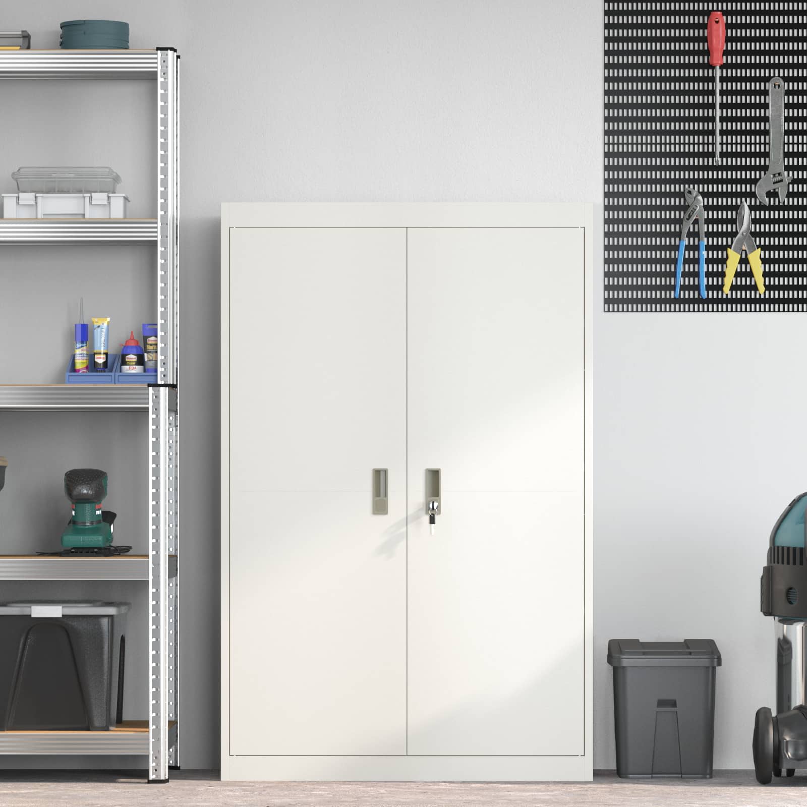 Dulap de depozitare cu depozitare 2 pcs Alb 90 x 40 x 140 cm GartenMobel Dekor