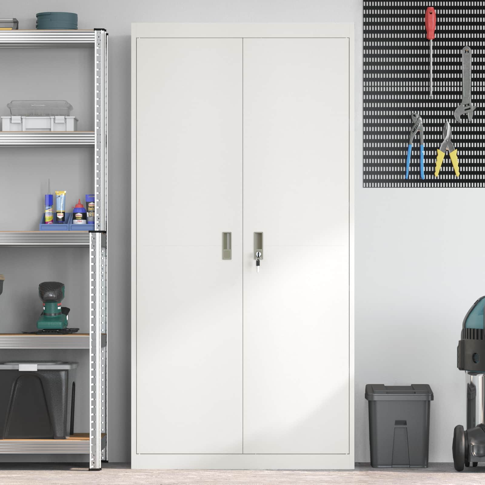 Dulap de depozitare cu depozitare 2 pcs Alb 90 x 40 x 180 cm GartenMobel Dekor