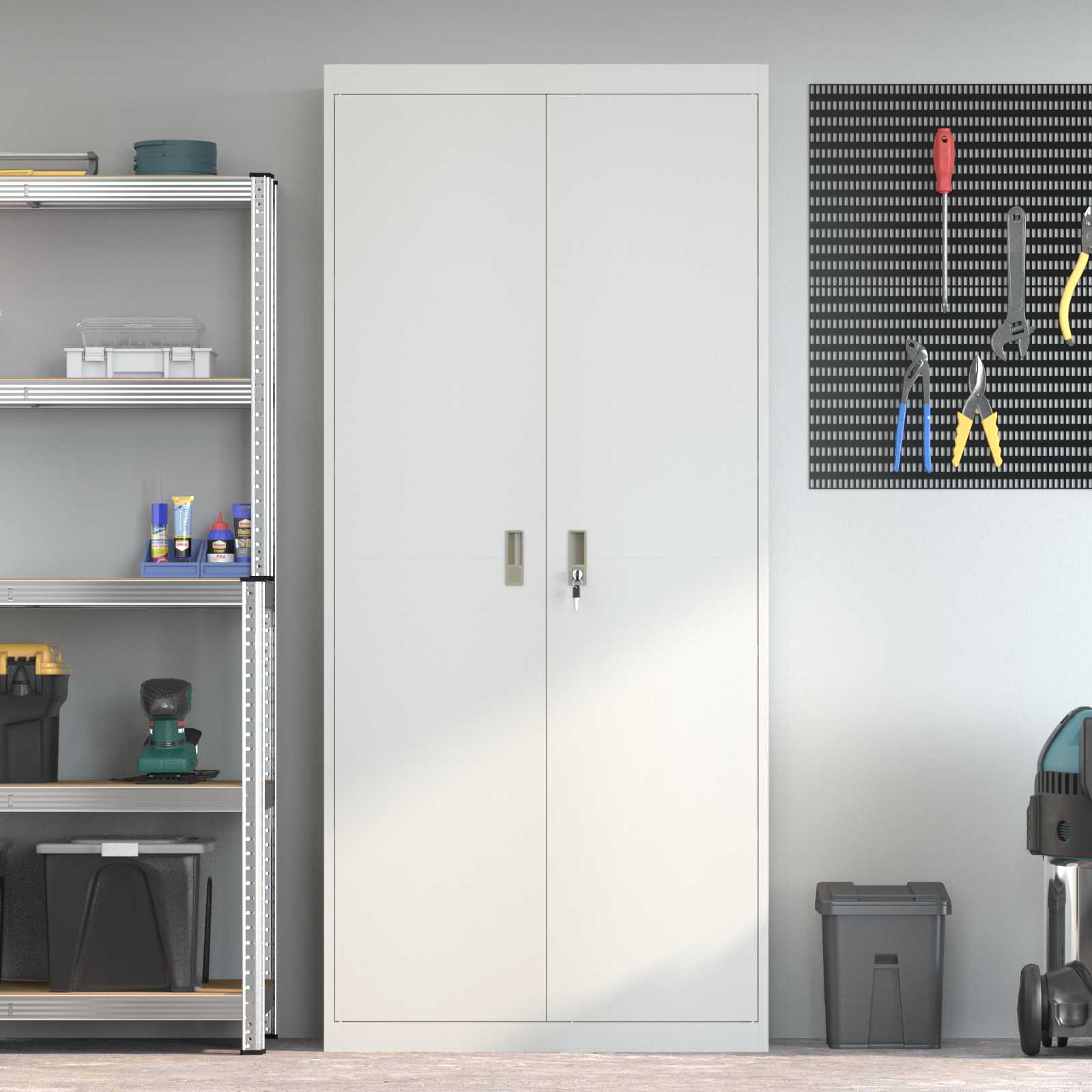 Dulap de depozitare cu depozitare 2 pcs Alb 90 x 40 x 200 cm GartenMobel Dekor