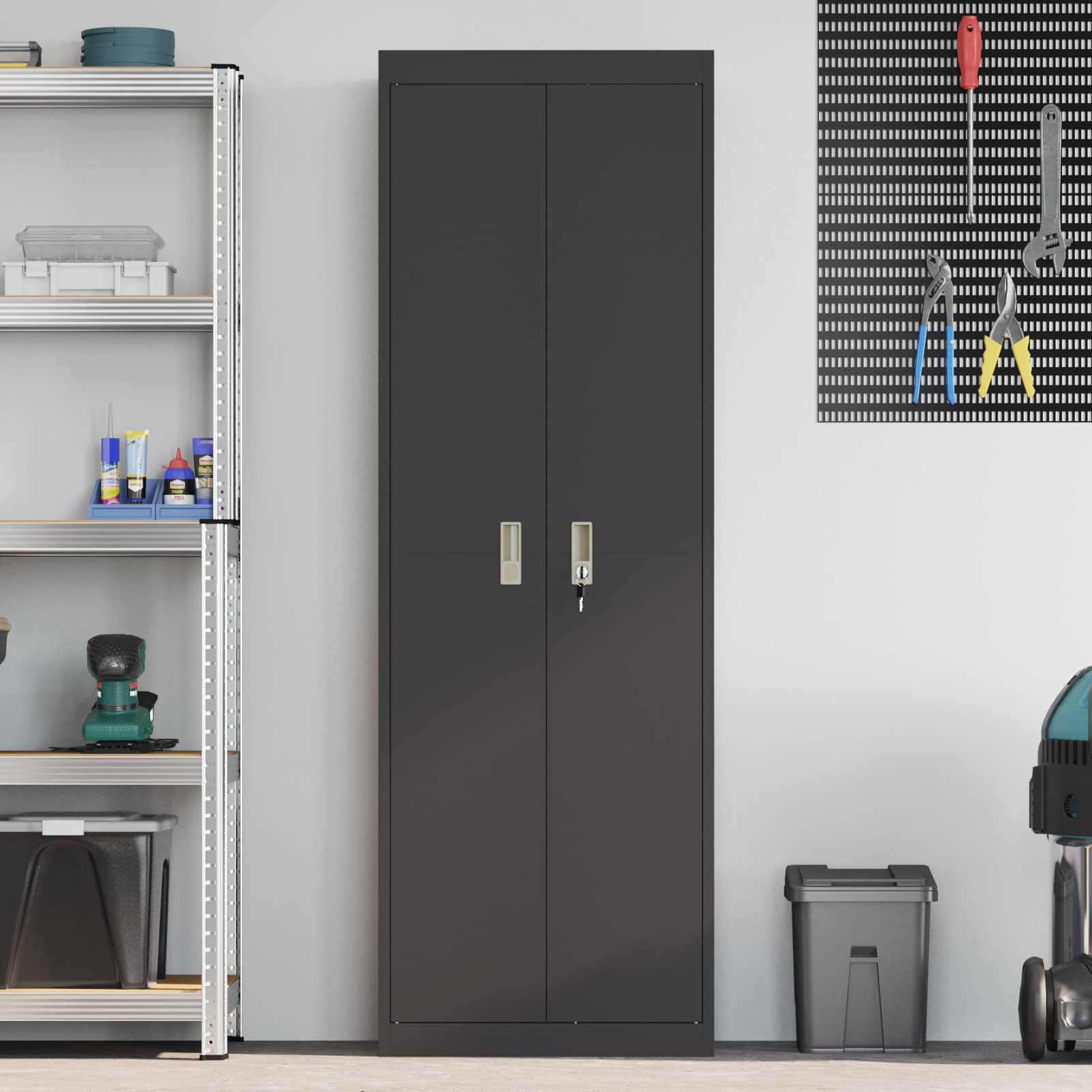 Dulap de depozitare cu depozitare 2 pcs Negru 60 x 40 x 180 cm GartenMobel Dekor