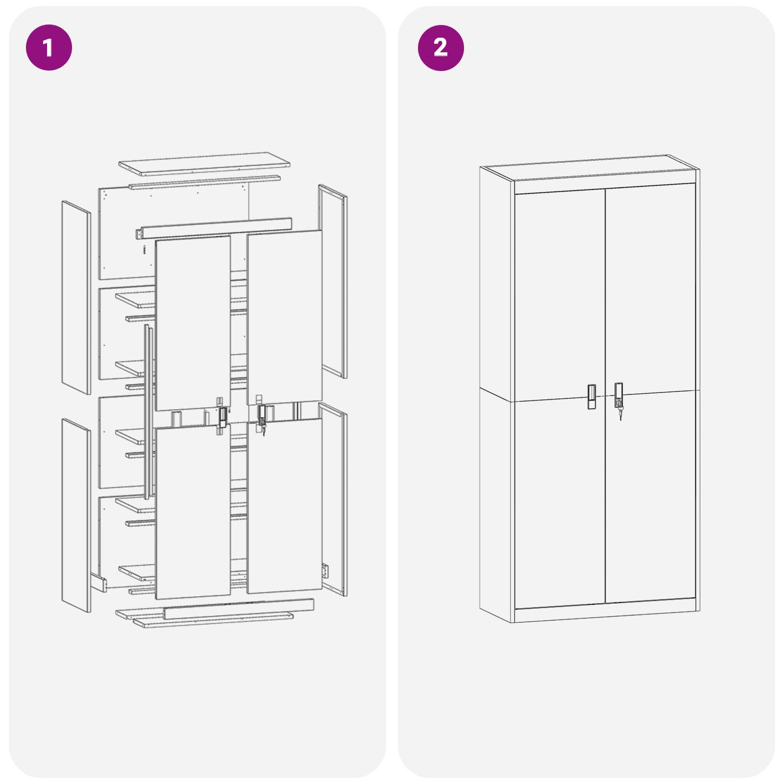 Dulap de depozitare cu depozitare 2 pcs Roz 90 x 40 x 200 cm GartenMobel Dekor
