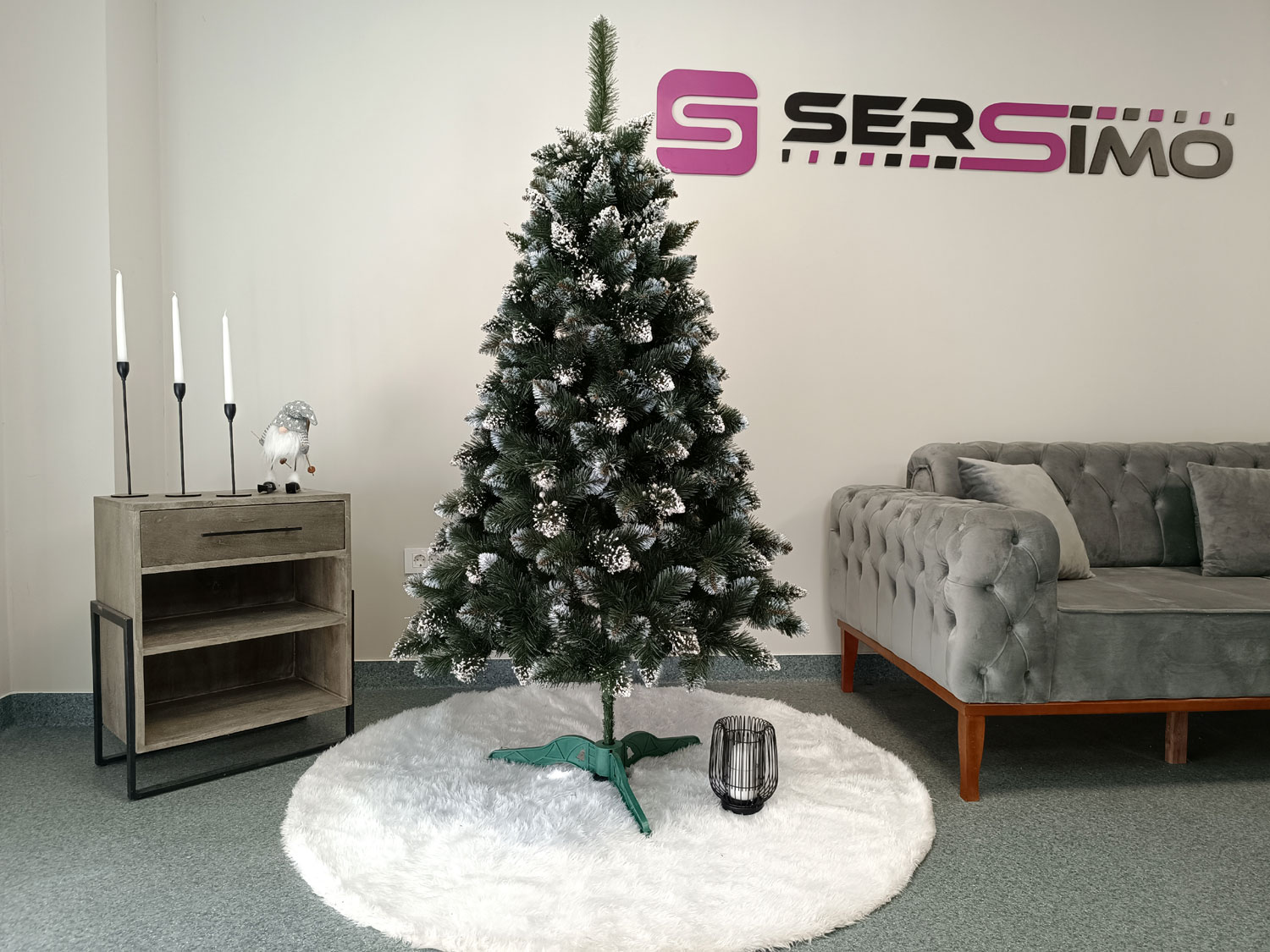 Brad artificial Christmas Deluxe by Sersimo, Crystal nins cu merisoare, 2D, 180cm Household NewTrend