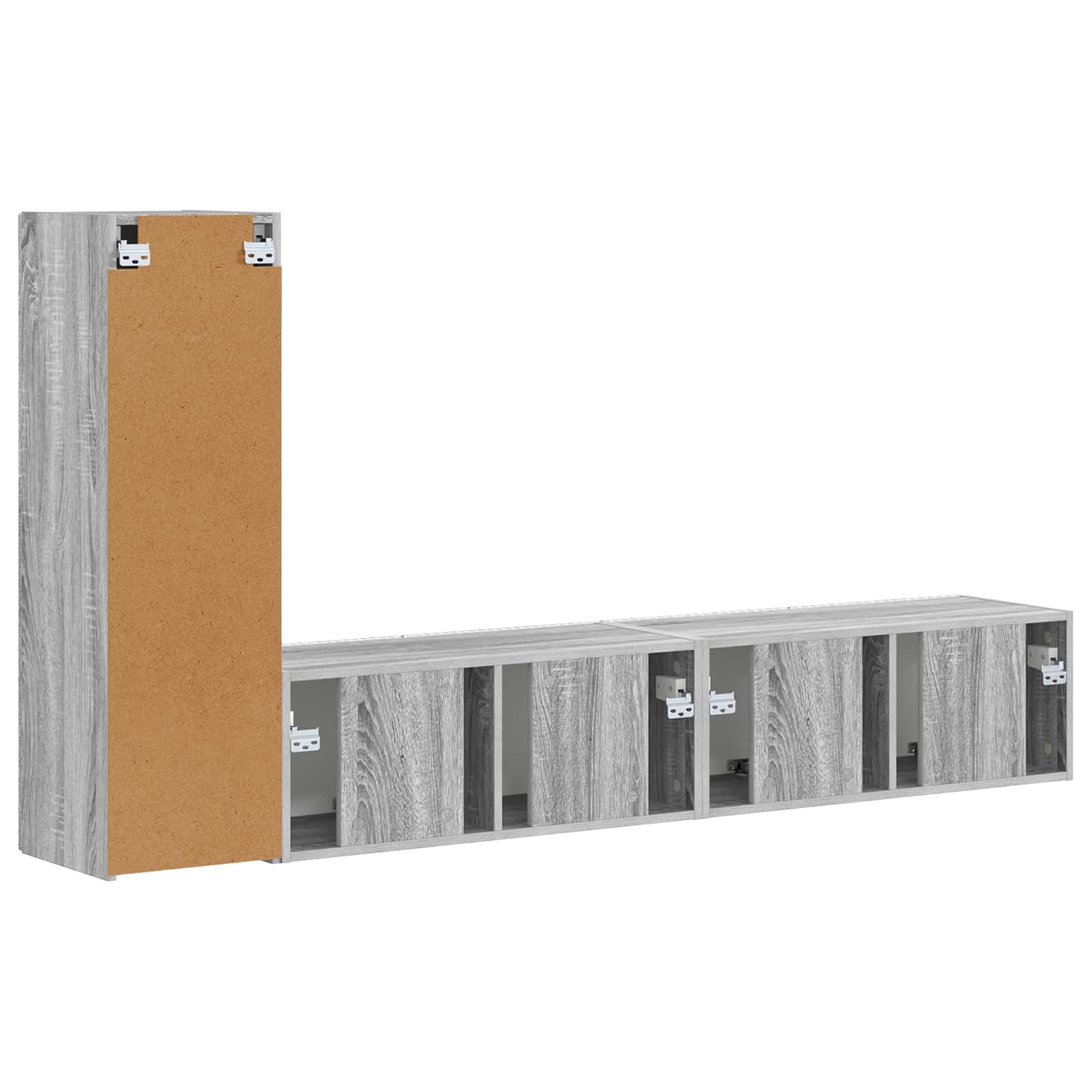 Set comodă TV Pe perete 2 pcs Gri Sonoma Lemn compozit GartenMobel Dekor