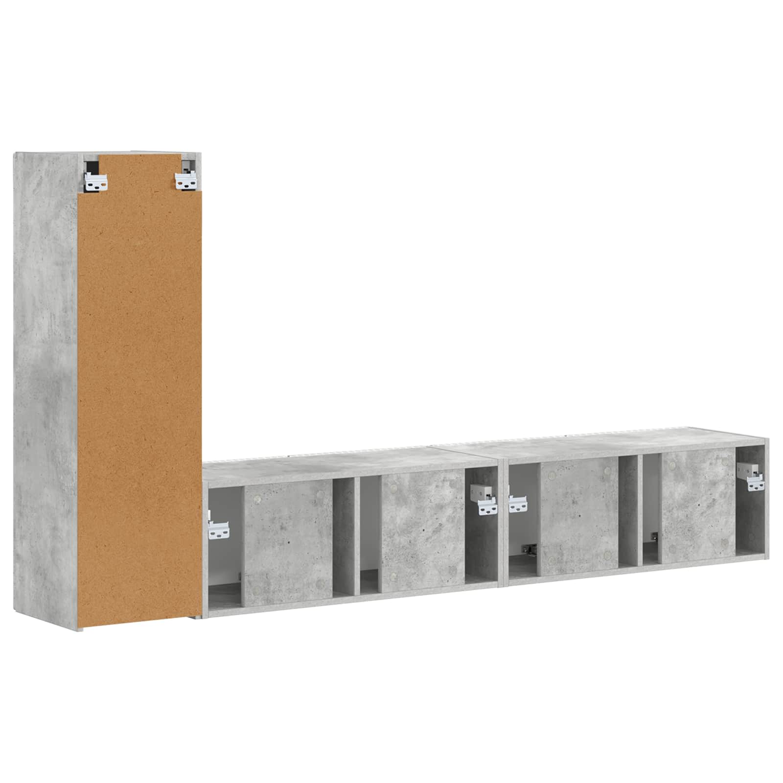 Set comodă TV Pe perete 2 pcs Gri din beton Lemn compozit GartenMobel Dekor